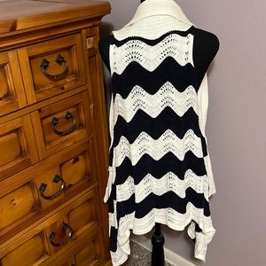 Wet Seal White and Blue stripped long knitted vest